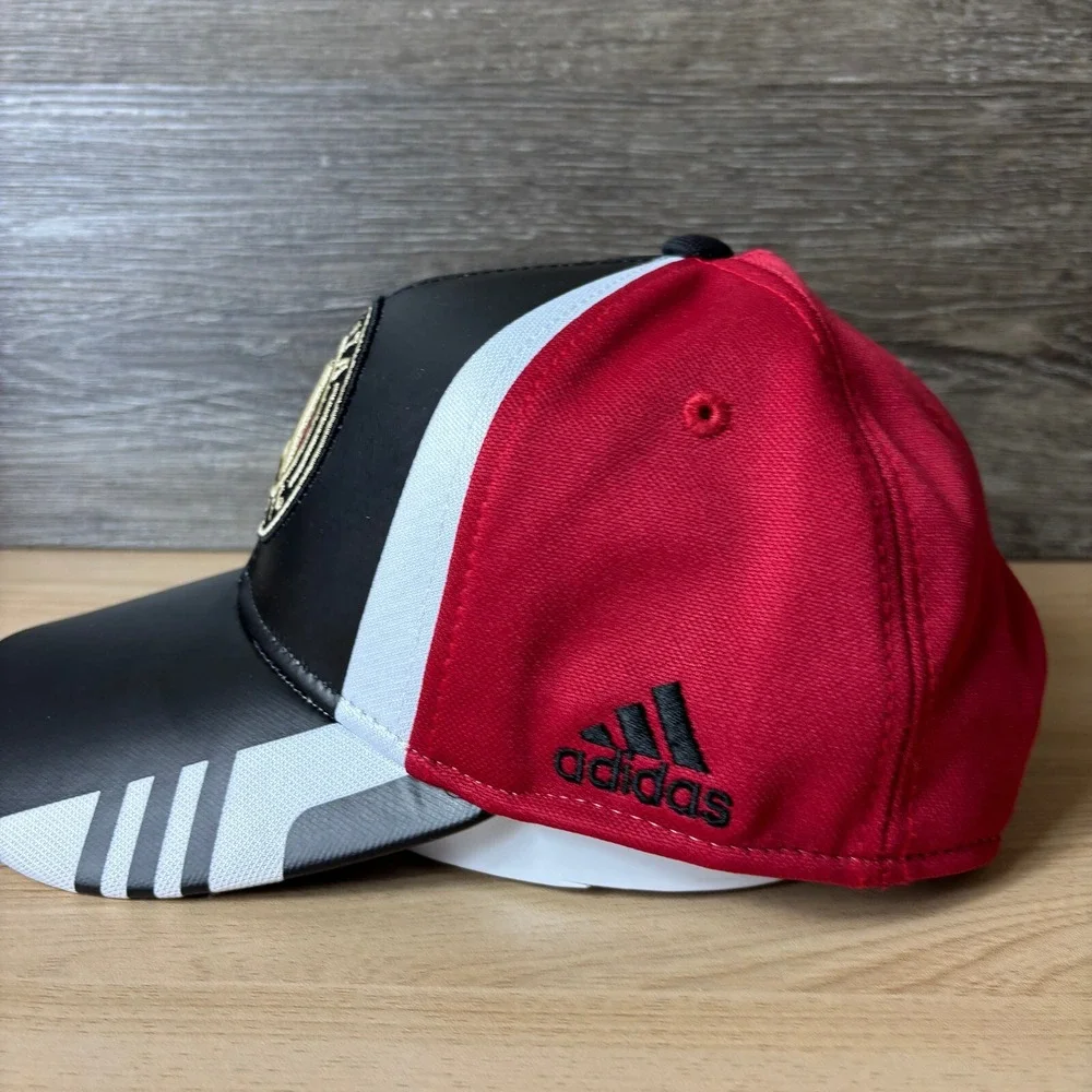 Atlanta United FC Hat Cap Strap Back Black Red Soccer MLS Faux Leather Adidas